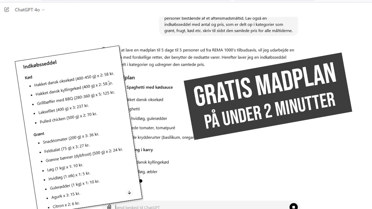 Gratis madplan på under 2 minutter